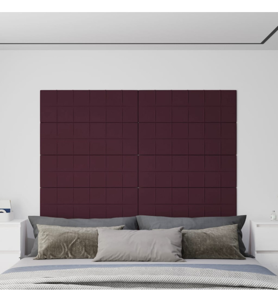 Panneaux muraux 12 pcs Violet 90x30 cm Tissu 3,24 m²