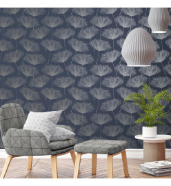 DUTCH WALLCOVERINGS Papier peint Fleur Bleu marine et gris