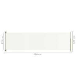 Auvent latéral rétractable de patio 180x600 cm Crème