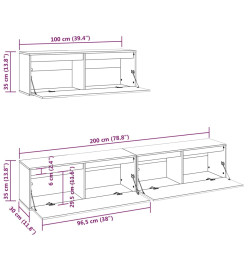 Meubles TV 3 pcs Blanc Bois massif de pin