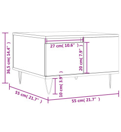 Table basse blanc 55x55x36,5 cm bois d'ingénierie