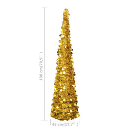 Sapin de Noël artificiel escamotable doré 180 cm PET