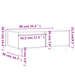 Table basse Blanc 90x50x36,5 cm Bois d'ingénierie
