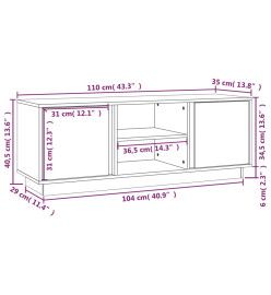 Meuble TV Gris 110x35x40,5 cm Bois de pin massif