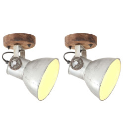 Lampe murale industrielle/plafonnier 2 pcs Argenté 20x25 cm E27