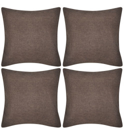 Housses de coussin 4 pcs Aspect de lin Marron 50x50 cm