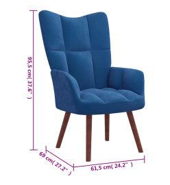 Chaise de relaxation Bleu Velours