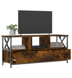 Meuble TV chêne fumé 102x33x45 cm bois d'ingénierie et fer