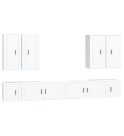 Ensemble de meubles TV 8 pcs Blanc Bois d'ingénierie