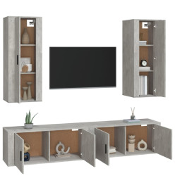 Ensemble de meubles TV 4 pcs Gris béton Bois d'ingénierie