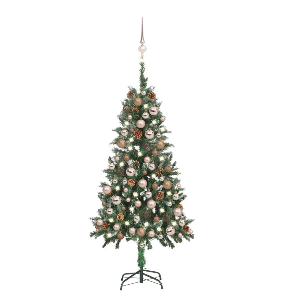 Arbre de Noël artificiel LED et boules et pommes de pin 150 cm