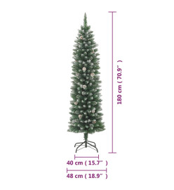 Sapin de Noël artificiel mince avec support 180 cm PVC