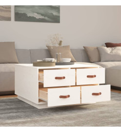 Table basse Blanc 80x80x45 cm Bois massif de pin