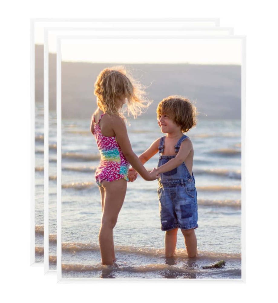 Collage de cadres photo 3 pcs de mur Blanc 50x60 cm MDF