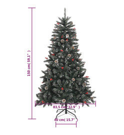 Sapin de Noël artificiel avec support Vert 150 cm PVC