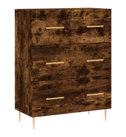 Buffet haut Chêne fumé 69,5x34x180 cm Bois d'ingénierie