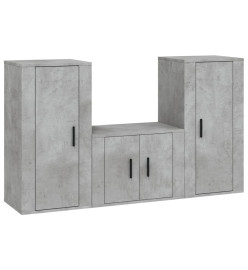 Ensemble de meubles TV 3 pcs Gris béton Bois d'ingénierie