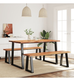 Ensemble à manger 3 pcs avec bord vivant bois massif d'acacia