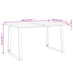 Ensemble à manger 3 pcs avec bord vivant bois massif d'acacia