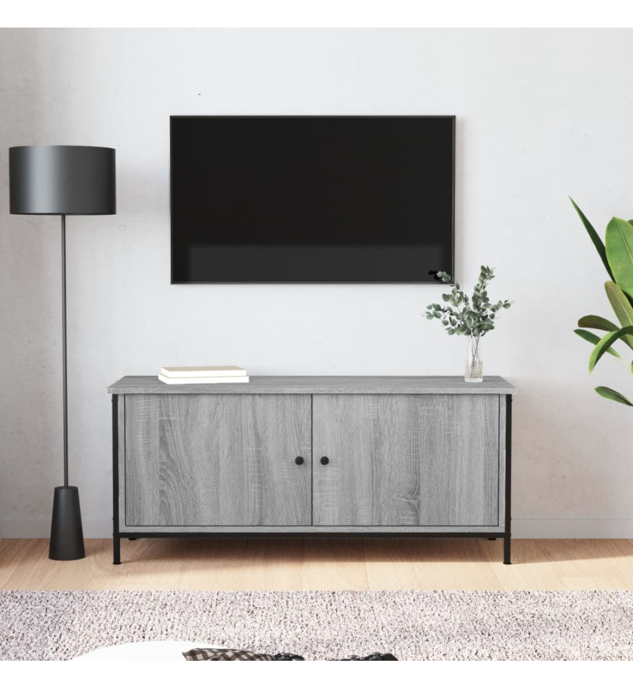 Meuble TV avec portes sonoma gris 102x35x45cm bois d'ingénierie