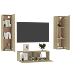 Ensemble de meubles TV 3 pcs Chêne sonoma Aggloméré