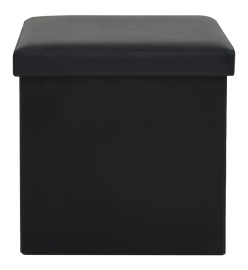 Tabourets de rangement pliables lot de 2 noir similicuir