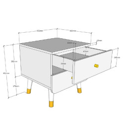 Vipack Table de chevet à 2 tiroirs Billy Bois Gris intemporel