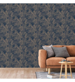 DUTCH WALLCOVERINGS Papier peint Joelle Argenté et bleu