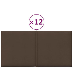 Panneaux muraux 12 pcs Marron 30x15 cm Tissu 0,54 m²