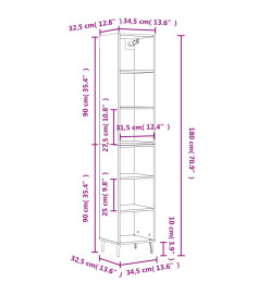 Buffet haut Gris béton 34,5x32,5x180 cm Bois d'ingénierie