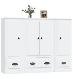 Buffets 3 pcs blanc bois d'ingénierie