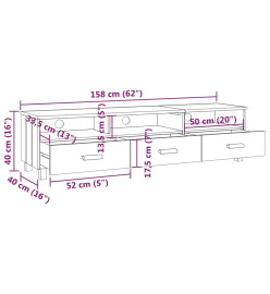 Meuble TV HAMAR Gris foncé 158x40x40 cm Bois massif de pin