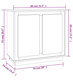 Buffet noir 80x34x75 cm bois d'ingénierie