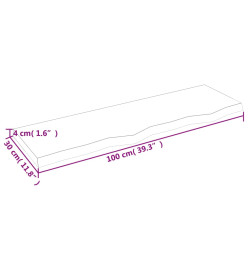 Comptoir de salle de bain 100x30x4 cm bois massif non traité