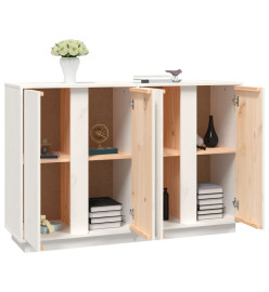 Buffet Blanc 120x35x80 cm Bois massif de pin