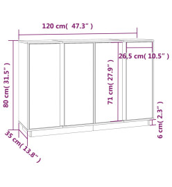 Buffet Blanc 120x35x80 cm Bois massif de pin