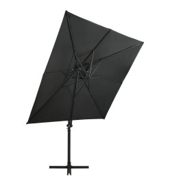 Parasol déporté à double toit 250x250 cm Anthracite