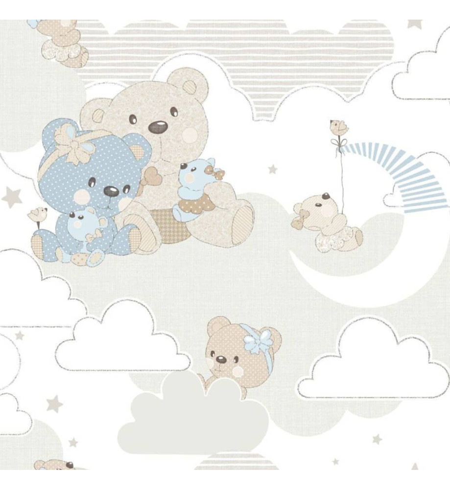 Noordwand Papier peint Mondo baby Hug Bears Bleu et beige Noordwand Papier peint Mondo baby Hug Bears Bleu et beige