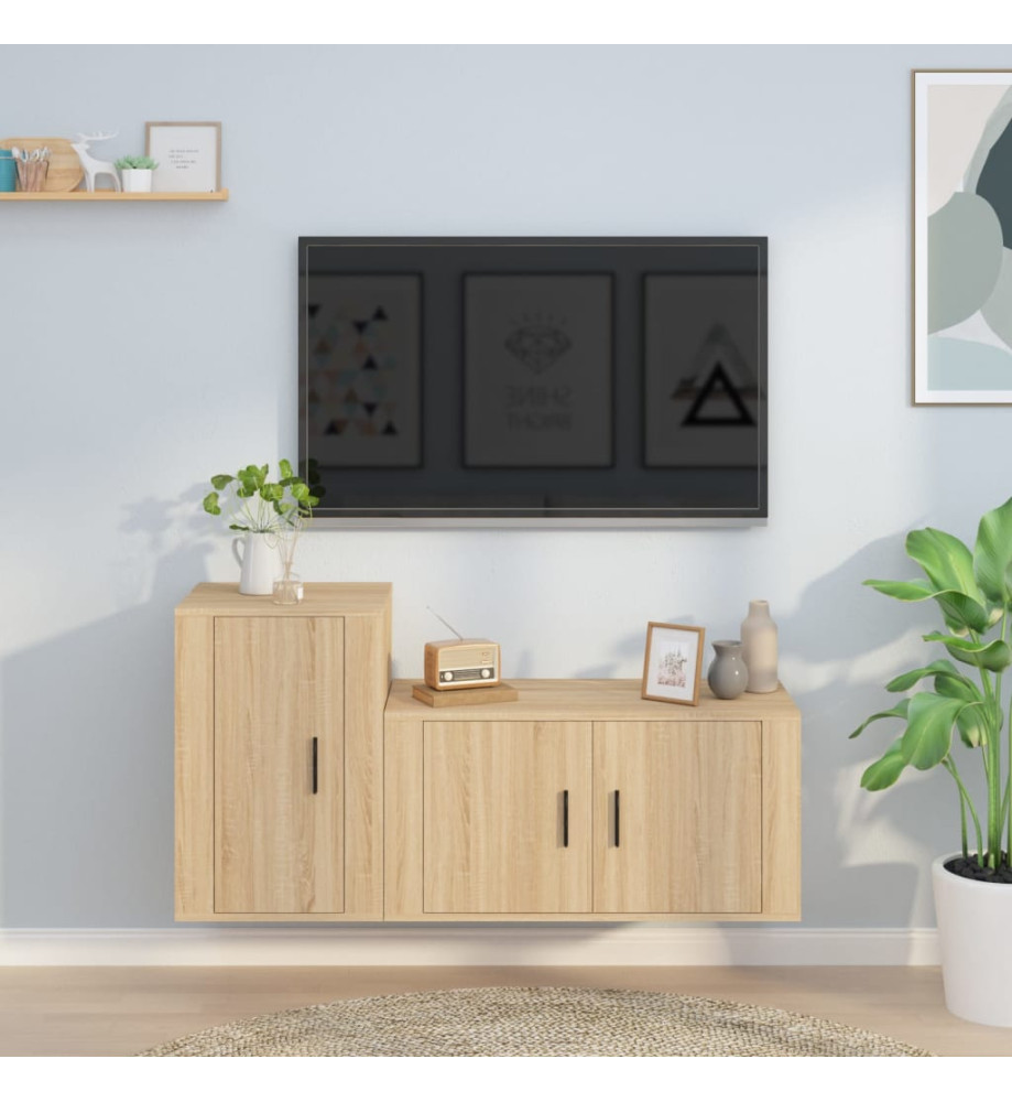 Ensemble de meubles TV 2 pcs chêne sonoma bois d'ingénierie