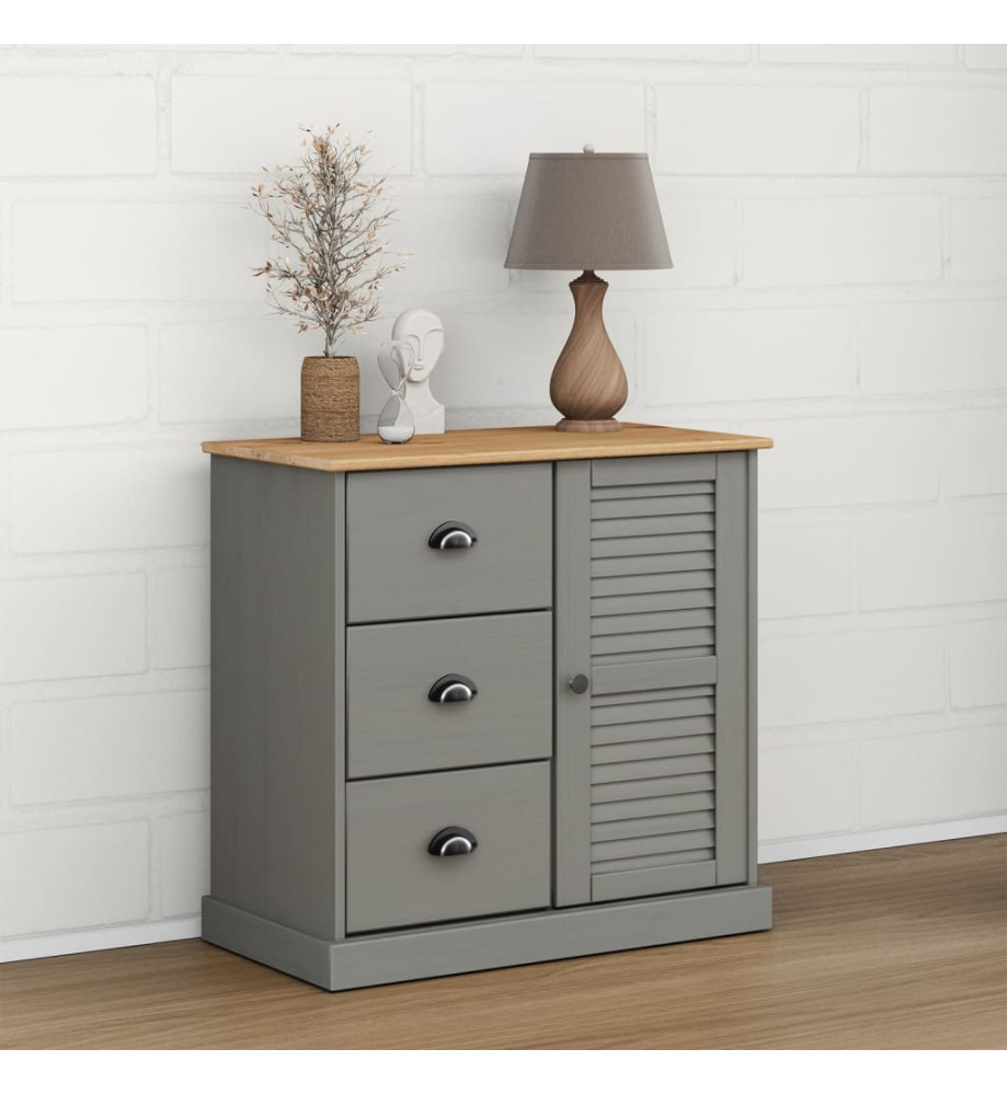 Buffet avec tiroirs VIGO 78x40x75 cm gris bois massif de pin