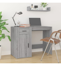 Bureau avec armoire sonoma gris bois d'ingénierie