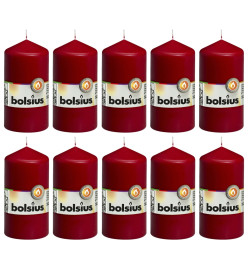 Bolsius Bougies pilier 10 pcs 120x58 mm Rouge bordeaux