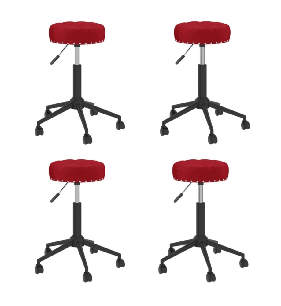 Chaises pivotantes à manger lot de 4 rouge bordeaux velours