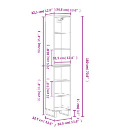 Buffet haut Noir 34,5x32,5x180 cm Bois d'ingénierie