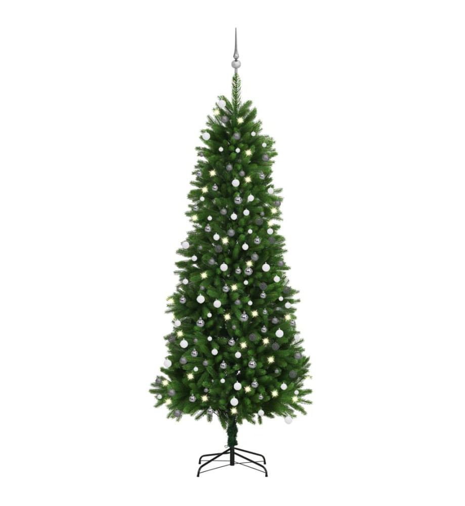 Arbre de Noël artificiel avec LED et boules 240 cm Vert