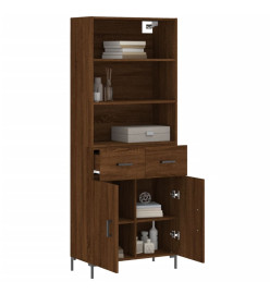 Buffet haut Chêne marron 69,5x34x180 cm Bois d'ingénierie