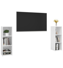 Meubles TV 2 pcs Blanc brillant 107x35x37 cm Aggloméré