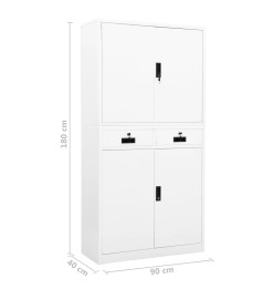 Armoire de bureau Blanc 90x40x180 cm Acier