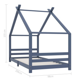 Cadre de lit d'enfant Gris Bois de pin massif 90x200 cm