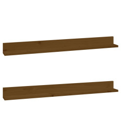 Étagères murales 2pcs Marron miel 110x11x9cm Bois de pin massif